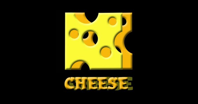 animated 3D logo of two slices of cheese and inscriptions