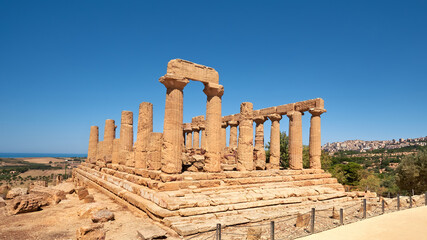 Fototapeta na wymiar Temple of Juno, Temple of Hera Lacinia. Valley of the Temples, Agrigento, Sicily, Italy.