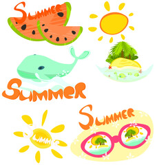 Several summer vectors for flyers, cards, prints.