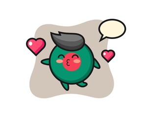 bangladesh flag badge character cartoon with kissing gesture