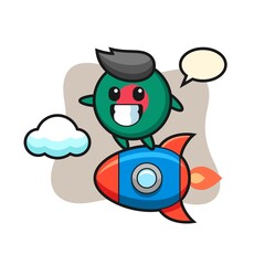 bangladesh flag badge mascot character riding a rocket