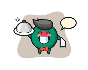 Character mascot of bangladesh flag badge as a waiters
