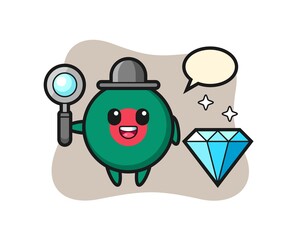 Illustration of bangladesh flag badge character with a diamond