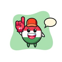 hungary flag badge illustration cartoon with number 1 fans glove