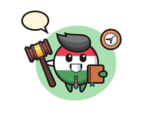 Mascot cartoon of hungary flag badge as a judge