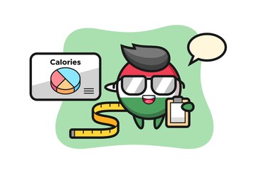 Illustration of hungary flag badge mascot as a dietitian