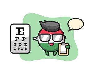 Illustration of hungary flag badge mascot as an ophthalmology