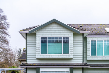 Top of a very neat and colorful home with gorgeous outdoor landscape in suburbs of Vancouver, Canada