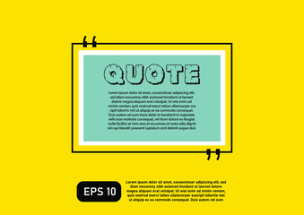 Illustration vector of typography design. Remark quote text box poster template concept. blank empty frame citation. Quotation paragraph symbol icon. double bracket comma mark.