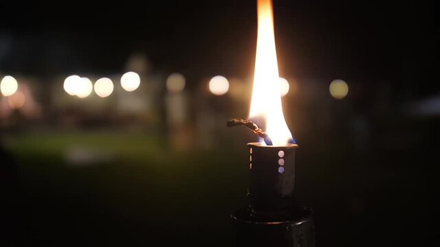 fire torch flame outdoor garden at night