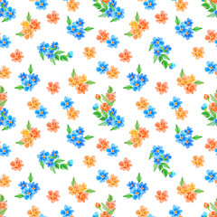 Property Release Seamless pattern with wildflowers for textiles, print, wallpaper, packing. Watercolor