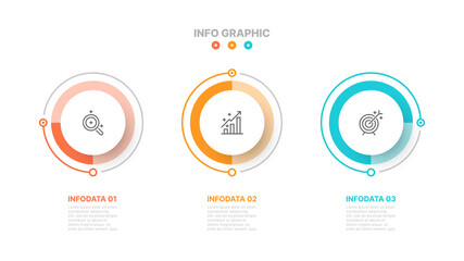 Vector Infographic template design with marketing icons and 3 options or steps or processes. Can be used for workflow diagram, report or presentation.