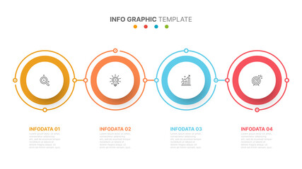 Fototapeta na wymiar Timeline infographic design elements with circle shapes and marketing icons. Business concept with 4 options, steps or processes.