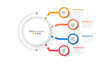 Business infographic design template with 4 steps ,options, circles. Vector template for presentation. 