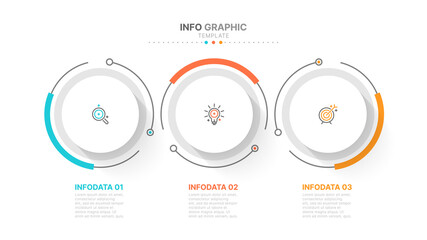 Timeline infographic design template. Business concept with 3 options, steps or processes, circle. Vector illustration.