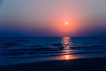 Fototapeta premium Nature in twilight period which including of sunset over the sea , Sunset and sea background