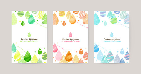 vector card design template with colorful drops, watercolor decoration