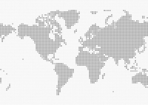 正方形のタイルで構成された世界地図