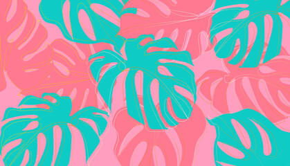 Set of tropical nature leaf with gold shape. Floral element geometric design. Organic minimal trend graphic leaves posters. Can be used on banners, flyers or web. Vector illustration EPS 10.