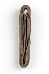 Shoe laces on a white background.