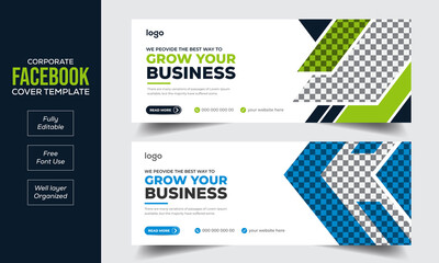 Set of Business facebook cover banner template design, Modern abstract flat corporate webinar facebook cover, banner, social media post, timeline cover, web banner, template design for social network 