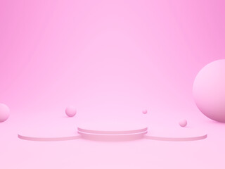3D rendering. Pink geometric podium.