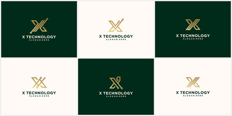 Initial letter x logo technology connected circle symbol Premium Vector