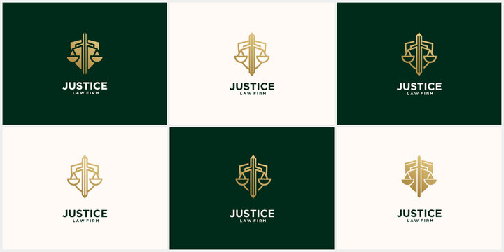 Set creative justice logo in gold 