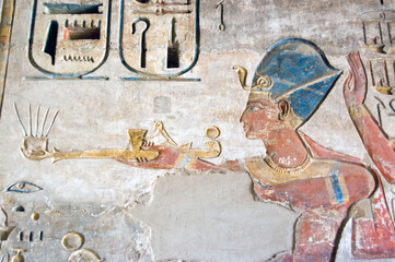 Colourful Ramses II Carving