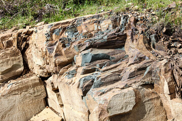 Fototapeta na wymiar Rocky stones on the mountainside.