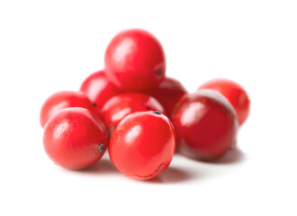 Red peppercorns on white background
