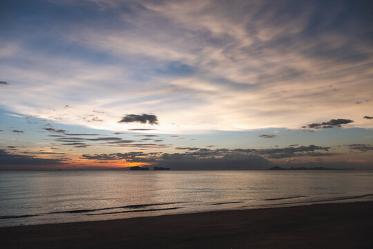 Landscape image of a beautiful sunset sky at the sea