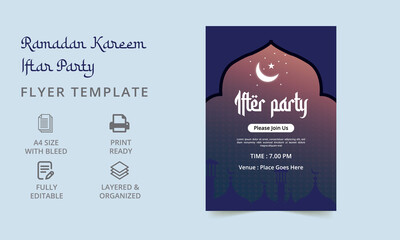 Fototapeta premium Ramadan Creative Iftar Party flyer and poster design template. Iftar party celebration collection bundles. poster, banner, flyer.