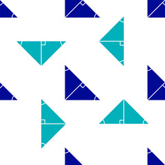 Blue Angle bisector of a triangle icon isolated seamless pattern on white background. Vector