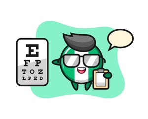 Illustration of nigeria flag badge mascot as an ophthalmology