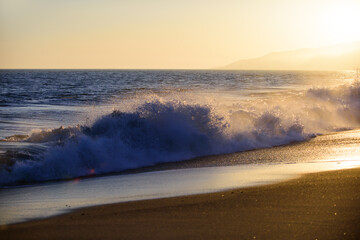 Ocean sea waves. Tropical beach, Vacation travel. Sunset landscape. Sunrise landscape.