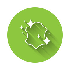 White Leather icon isolated with long shadow. Green circle button. Vector