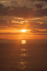 Beautiful colors of a sunset in the pacific ocean in the magical beaches of Costa Rica