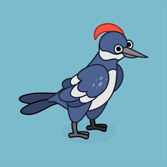 Funny woodpecker character in cartoon style. Flat kid graphic. 