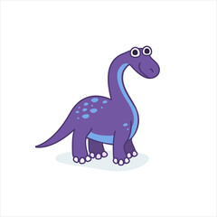Funny brachiosaurus character in cartoon style. Cute dinosaur flat kid graphic.