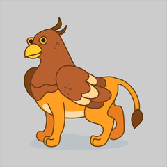 Cute griffin character in cartoon style. Magic concept. Funny monster.
