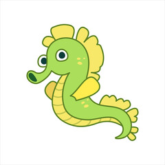 Fototapeta premium Funny sea-horse character in cartoon style. Flat kid graphic. Isolated vector illustration.