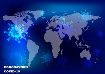 covid-19 of coronavirus and World map background Vector illustrationation concept medical research and development