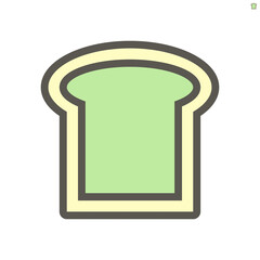 Slice of toast or bread vector icon. Healthy food or bakery with nutrition from natural i.e. wheat, grain or rye. Cooked by baked or grilled. For make sandwich in breakfast, lunch and dinner. 48x48 px