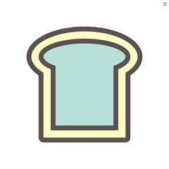 Slice of toast or bread vector icon. Healthy food or bakery with nutrition from natural i.e. wheat, grain or rye. Cooked by baked or grilled. For make sandwich in breakfast, lunch and dinner. 48x48 px