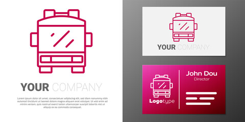 Logotype line Fire truck icon isolated on white background. Fire engine. Firefighters emergency vehicle. Logo design template element. Vector