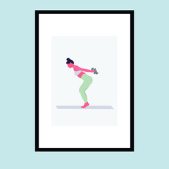 Fototapeta na wymiar A woman doing yoga on the mat - a concept illustration of poster for yoga studion
