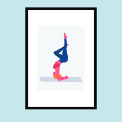 A woman doing yoga on the mat - a concept illustration of poster for yoga studion