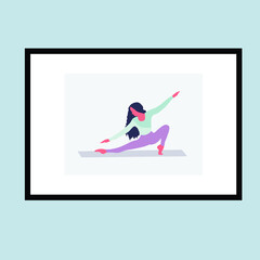 A woman doing yoga on the mat - a concept illustration of poster for yoga studion