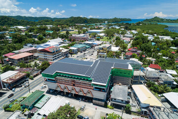 Aerial shot of downtown Koror in Palau, Micronesia